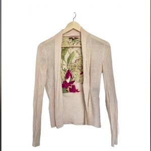Ted Baker Cream Open-Front Cardigan with Floral Lining
